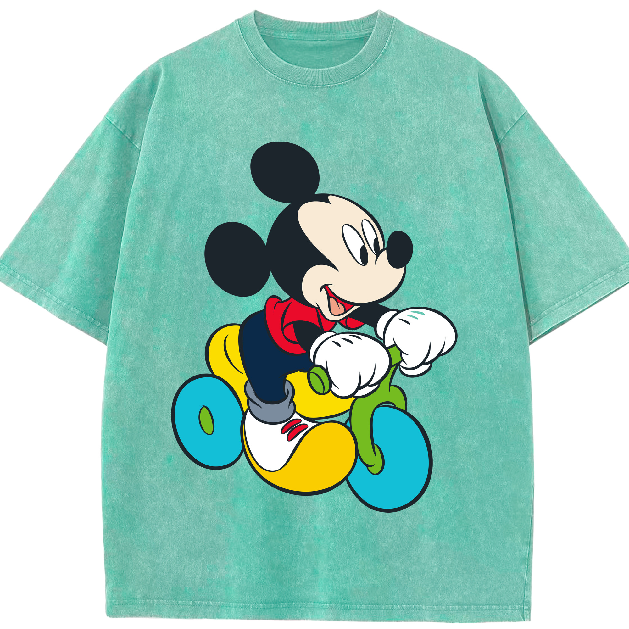 （画像用） ミッキーマウス Mickey Mouse 綿100% ヴィンテージ風 半袖Tシャツ（フロントプリント）